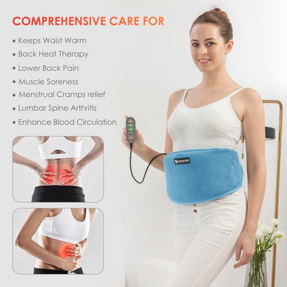 Comfier Heating Waist Belt Pad for Back Pain Relief with Massage Modes, 4 Powerful Massage Motors Vibration Back Massager, Gift For Women Men