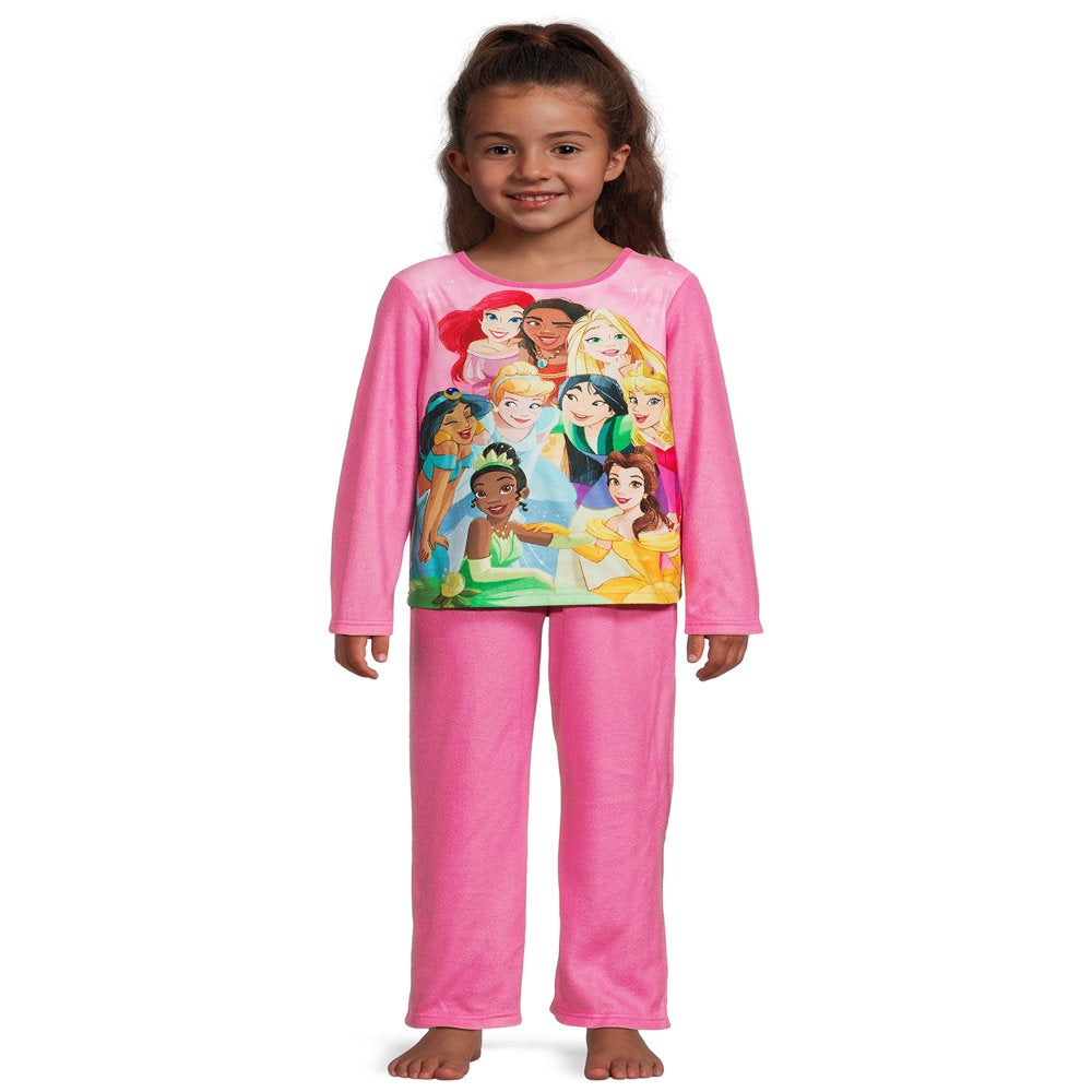 Girls Licensed Character Long Sleeve Top and Pants Sleep Set,  2-Piece, Sizes 4-12