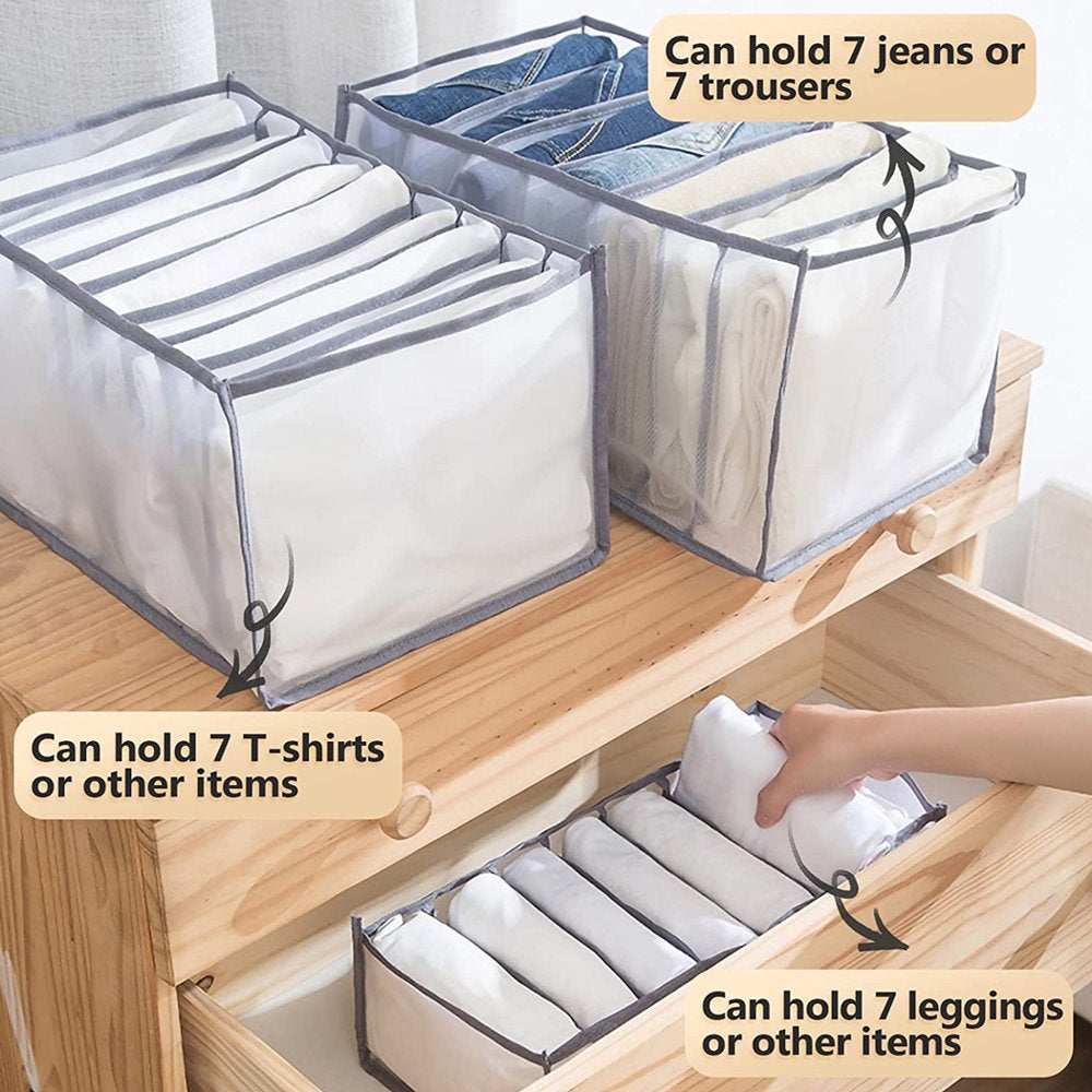 6PCS Closet Organizers and Storage Clothes Drawer Organizers Home Use Mesh Grids Storage Foldable for Organizing Shirt/Bras/Panties/Socks/Trouser