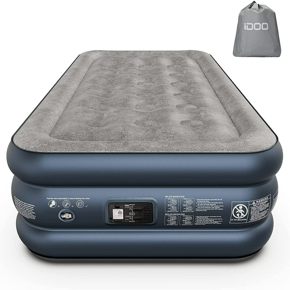 Air Mattress, Inflatable Airbed with Built-In Pump for Guest Home Camping Travel, 550Lb Max, (Twin Size 18")