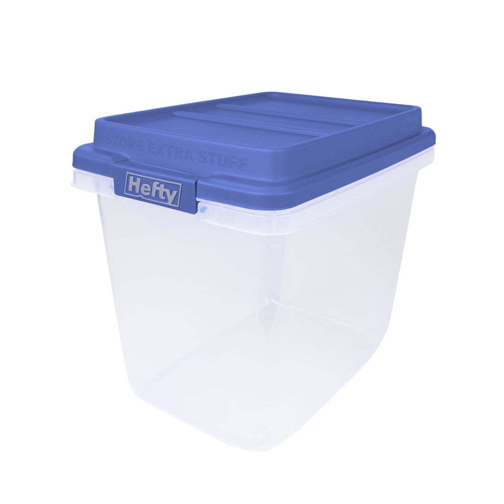 Hefty 32 Qt. Clear Storage Bin with Blue HI-RISE Lid