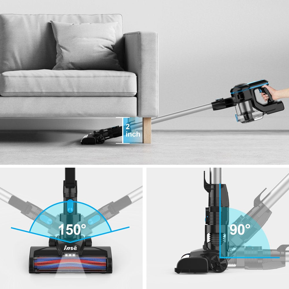 INSE Cordless Vacuum Cleaner, 6 in 1 Powerful Suction Lightweight Stick Vacuum with 2200Mah Rechargeable Battery, up to 45Min Runtime, for Home Furniture Hard Floor Carpet Car Hair