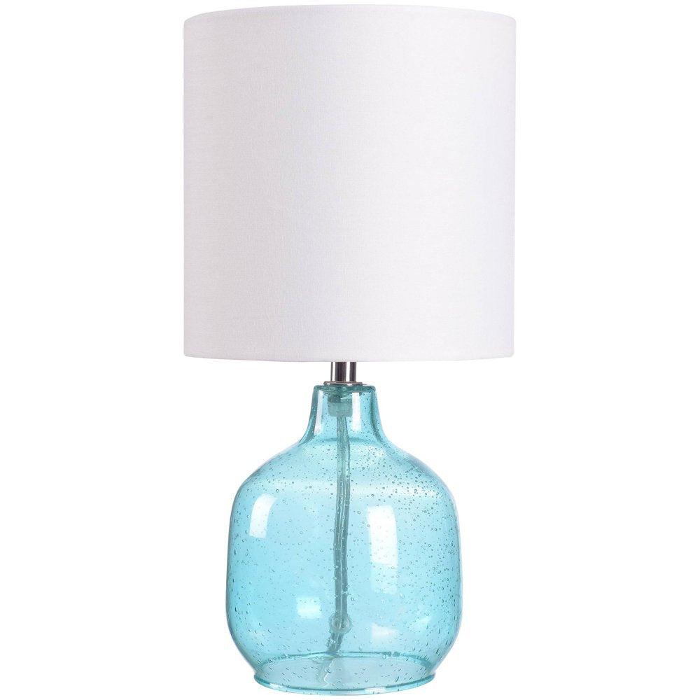  Mini Aqua Glass Table Lamp with Shade 12.75"H-Bubble Glass Finish