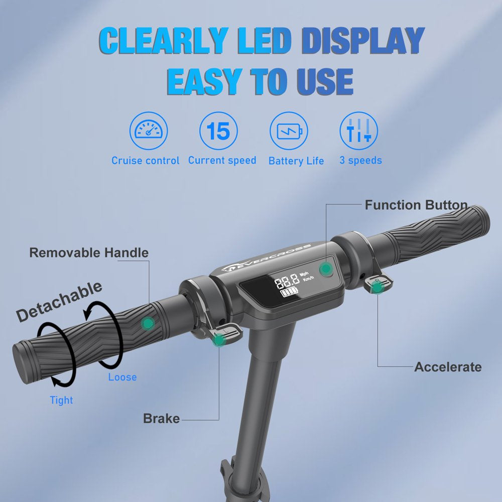 EVERCROSS Electric Scooter - 8" Tires, 350W Motor up to 15 MPH & 12 Miles, 3 Speed Modes & Foldable