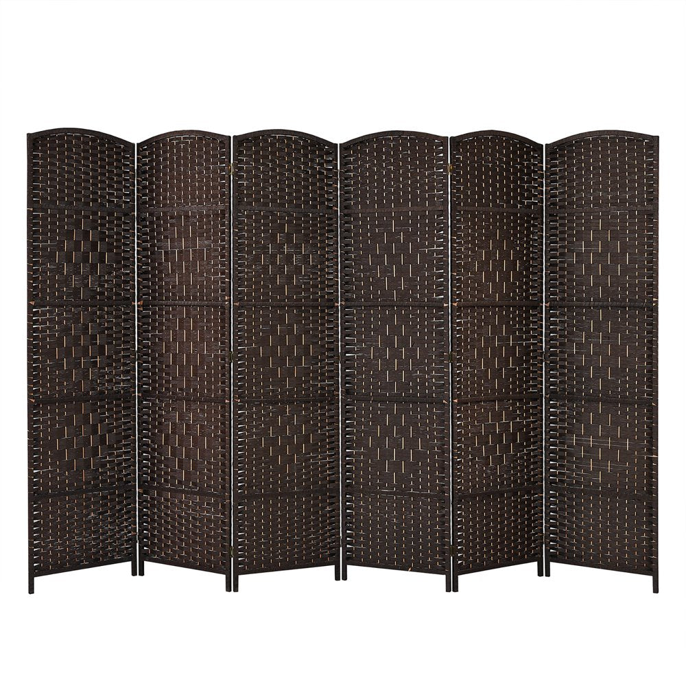 Costway 6-Panel Room Divider 6Ft Weave Fiber Folding Privacy Screen Brown