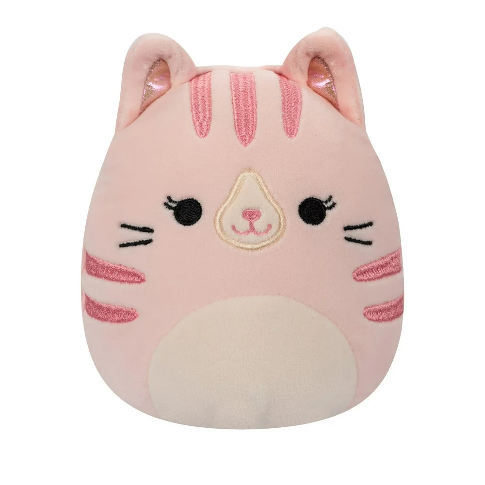 Squishmallows Official Plush 10 inch Laura the Pink Tabby Cat -Childs Ultra Soft Stuffed Plush Toy