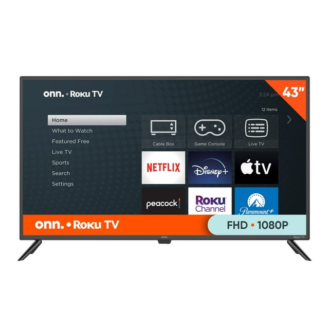 onn. 43” Class FHD (1080P) LED Roku Smart TV (100133209)